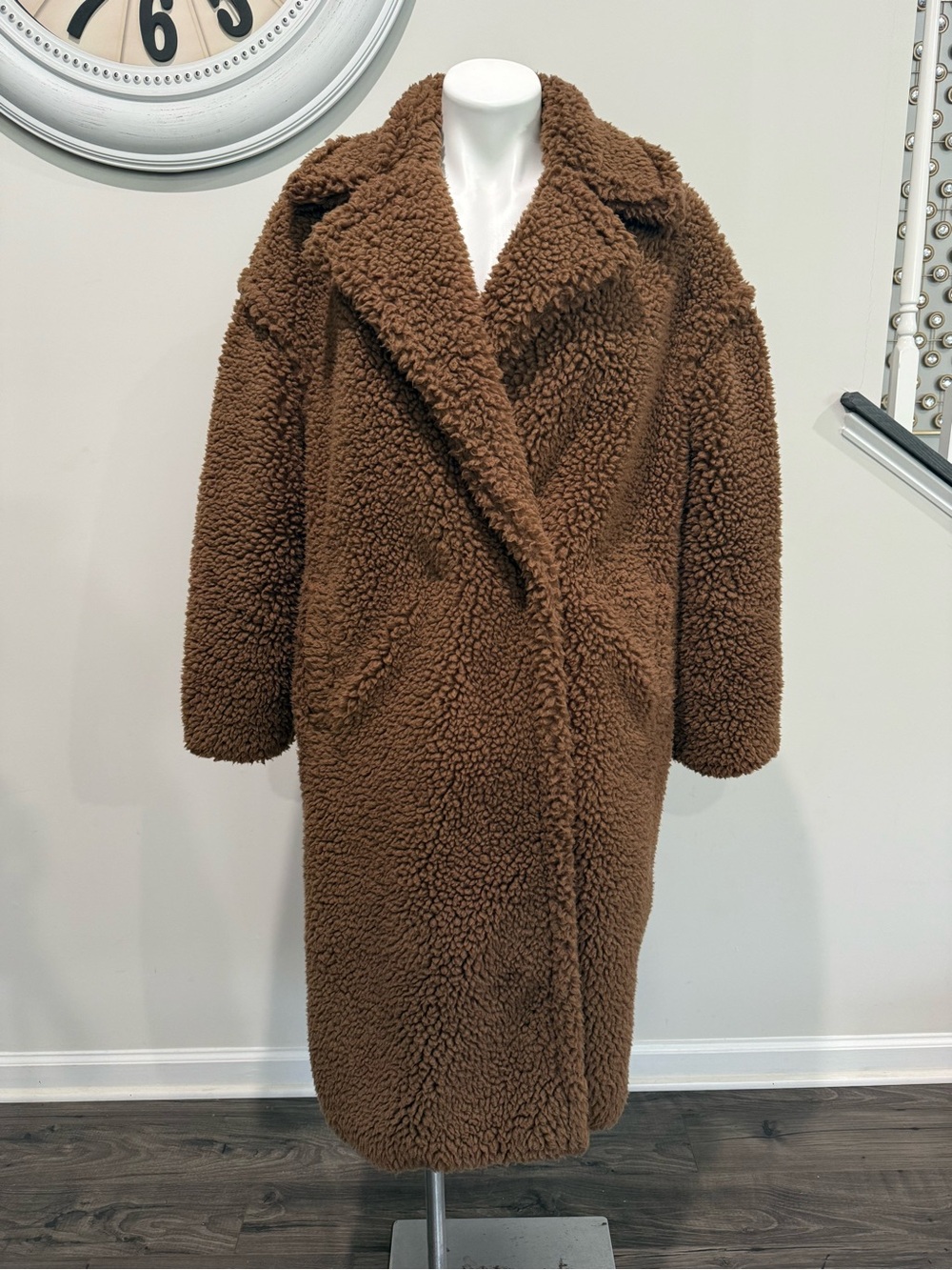 MNG Mango Brown Faux Shearling Long Teddy women’s Coat size small